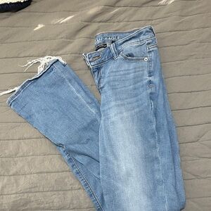 American Eagle Outfitters Women's Blue Jeans - high rise skinny kick (boot cut)